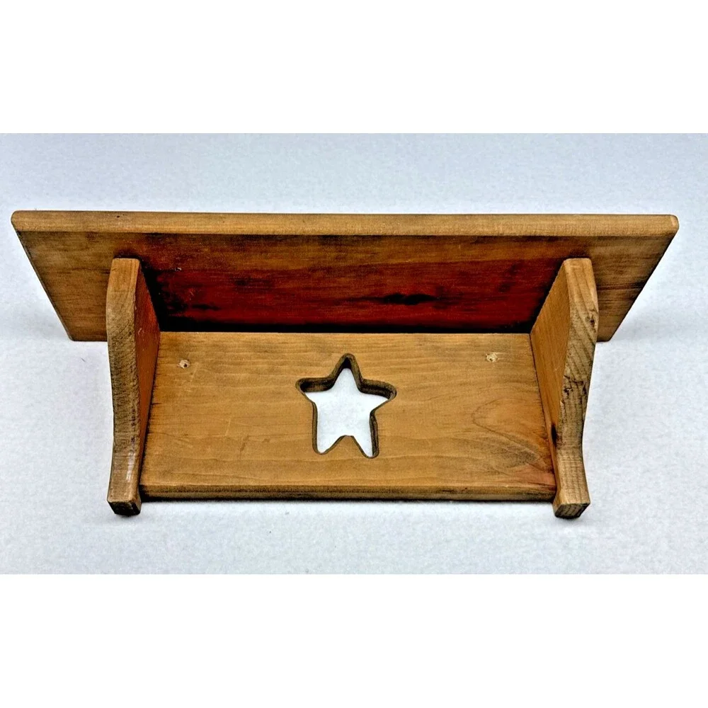 Wood Wall Shelf Star Cutout Primitive Country Farmhouse Rustic 18